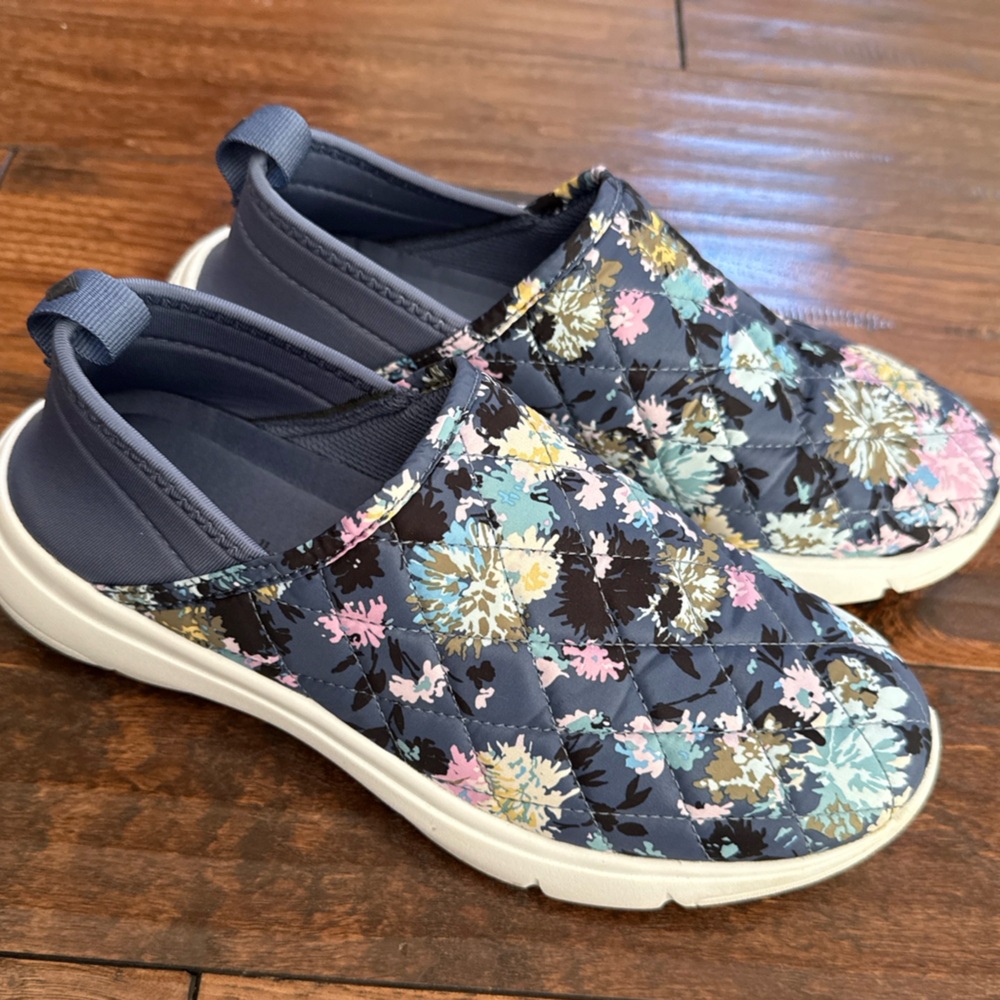 Vera Bradley Quilted Floral Slip-On Sneakers in Navy, Pink, Mint